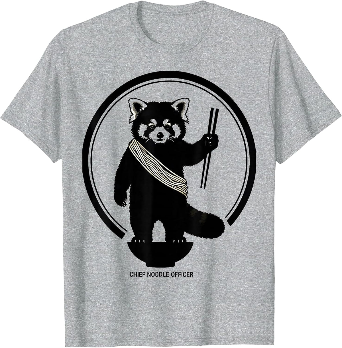 Men's Chief Noodle Officer Cute Red Panda Kawaii Anime Food Lover T-Shirt - Heather Grey