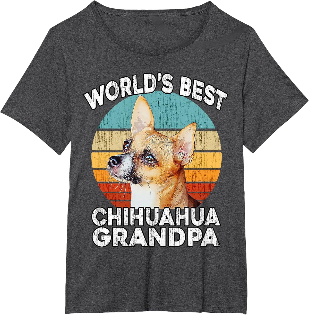 Chihuahua Grandpa Funny World's Best Chihuahua Grandpa Retro T-Shirt - Dark Heather Grey