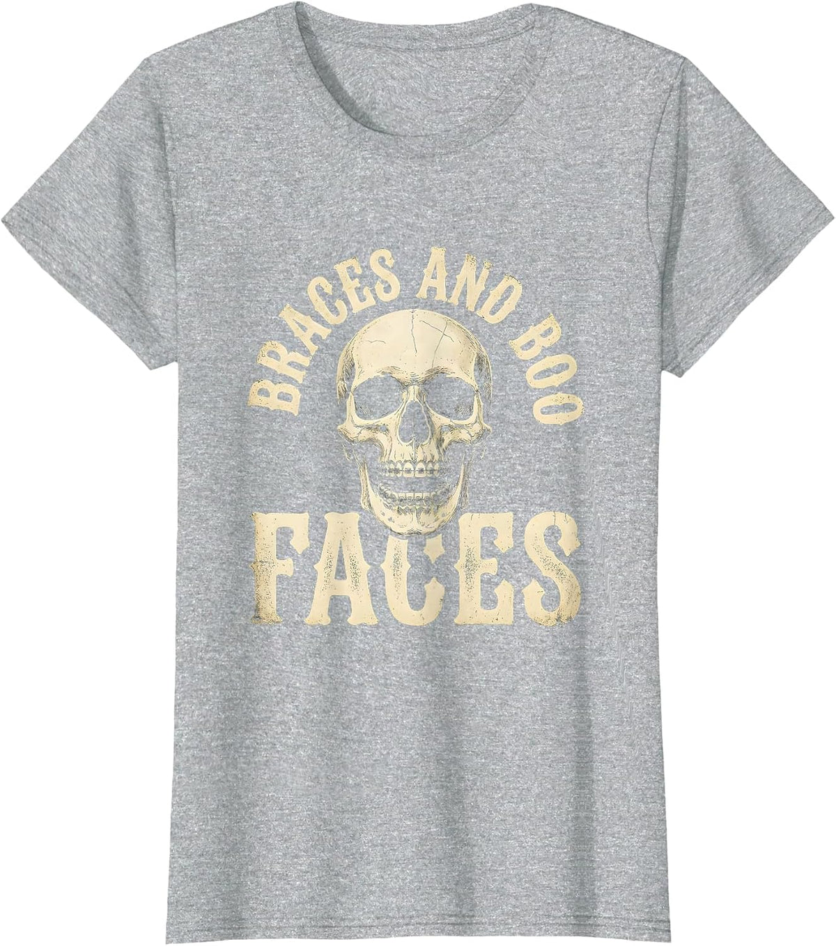 Women's Braces and Boo Faces Dental Halloween Design T-Shirt - Heather Grey