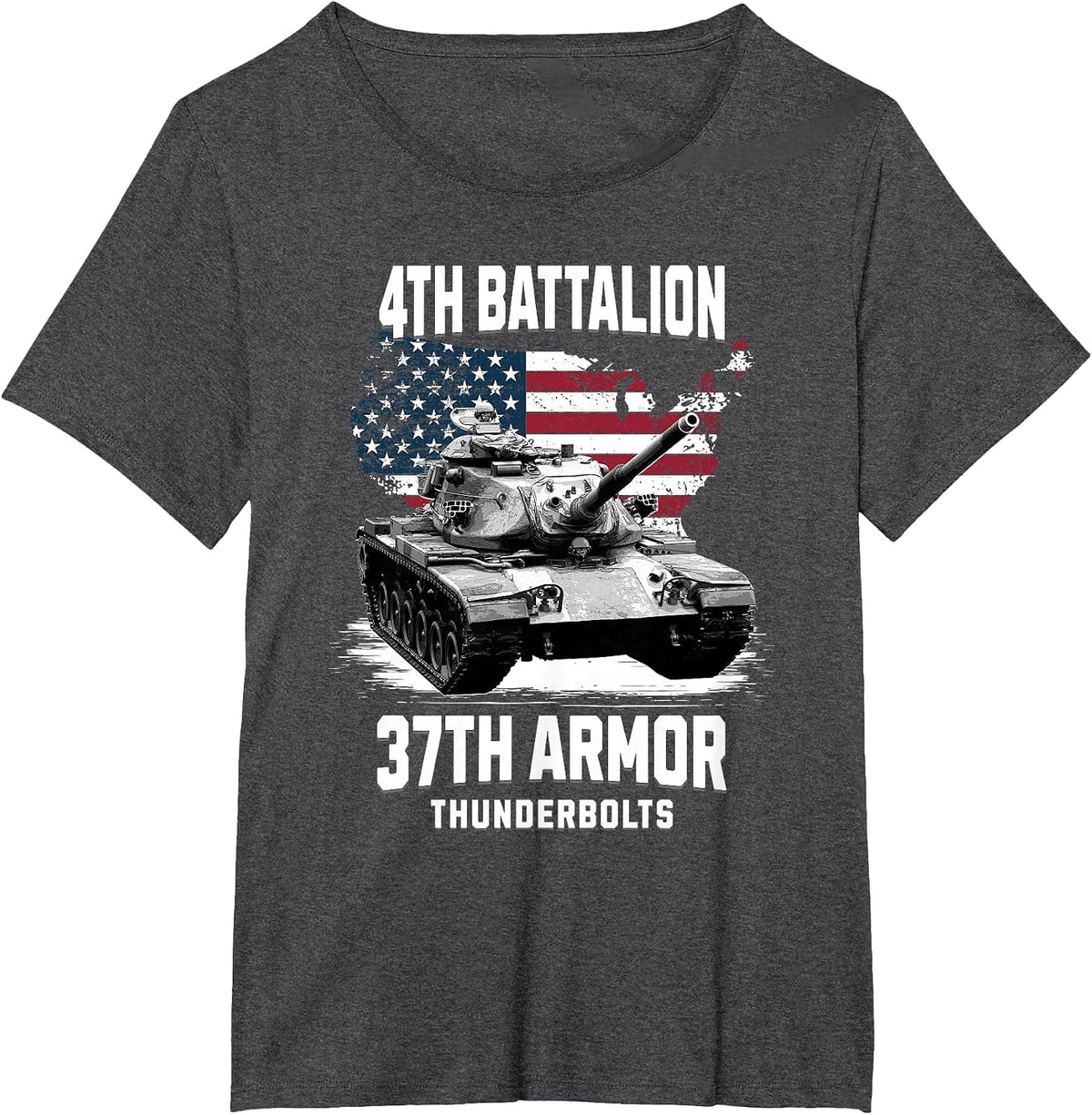 4th Battalion 37th Armor M60 Battle Tank Military Veteran T-Shirt - Dark Heather Grey