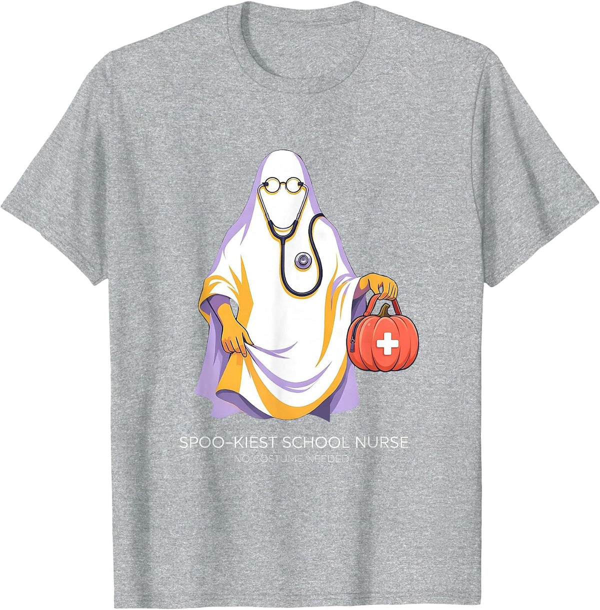 Men's Spoo-kiest School Nurse, No Costume Needed Funny T-Shirt - Heather Grey