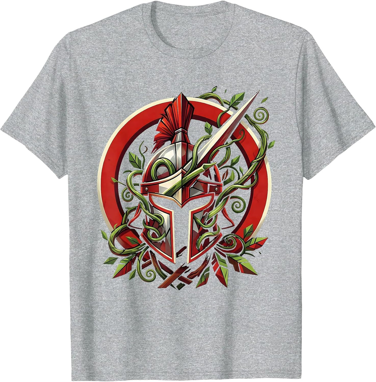 Men's Conquistador Helmet Jungle Vines Mexican Art T-Shirt - Heather Grey