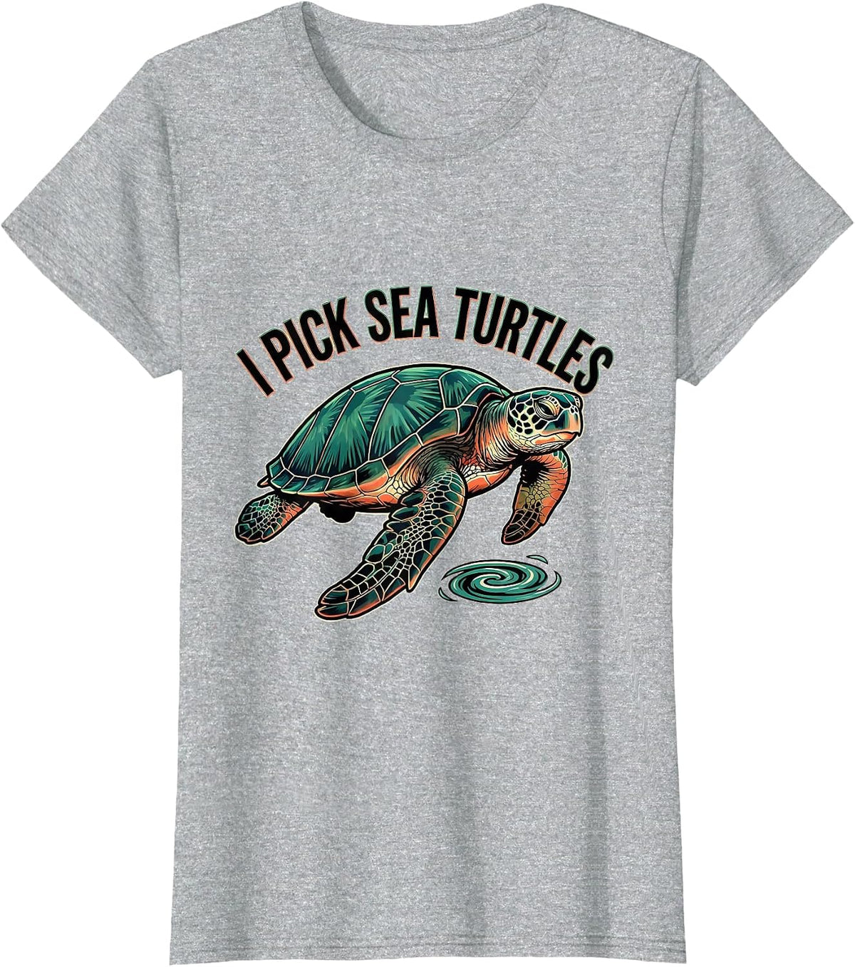 Women's I Pick Sea Turtles Tattoo Sea Turtle Lover Ocean Animal T-Shirt - Heather Grey