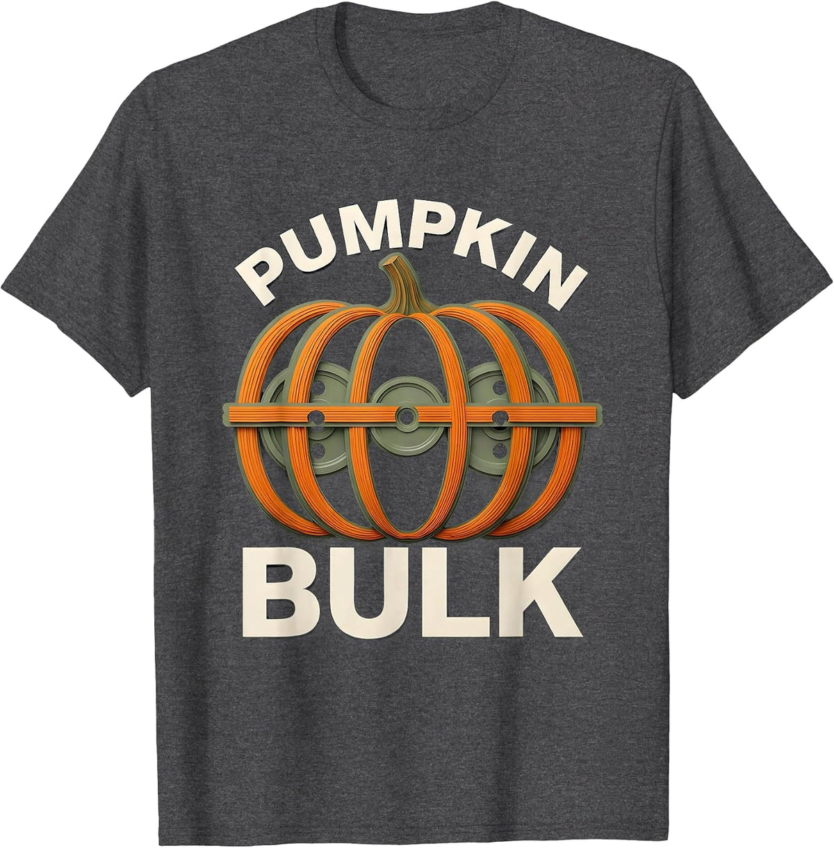 Pumpkin Bulk Funny Halloween Gym Workout Lifting Pun T-Shirt - Dark Heather Grey