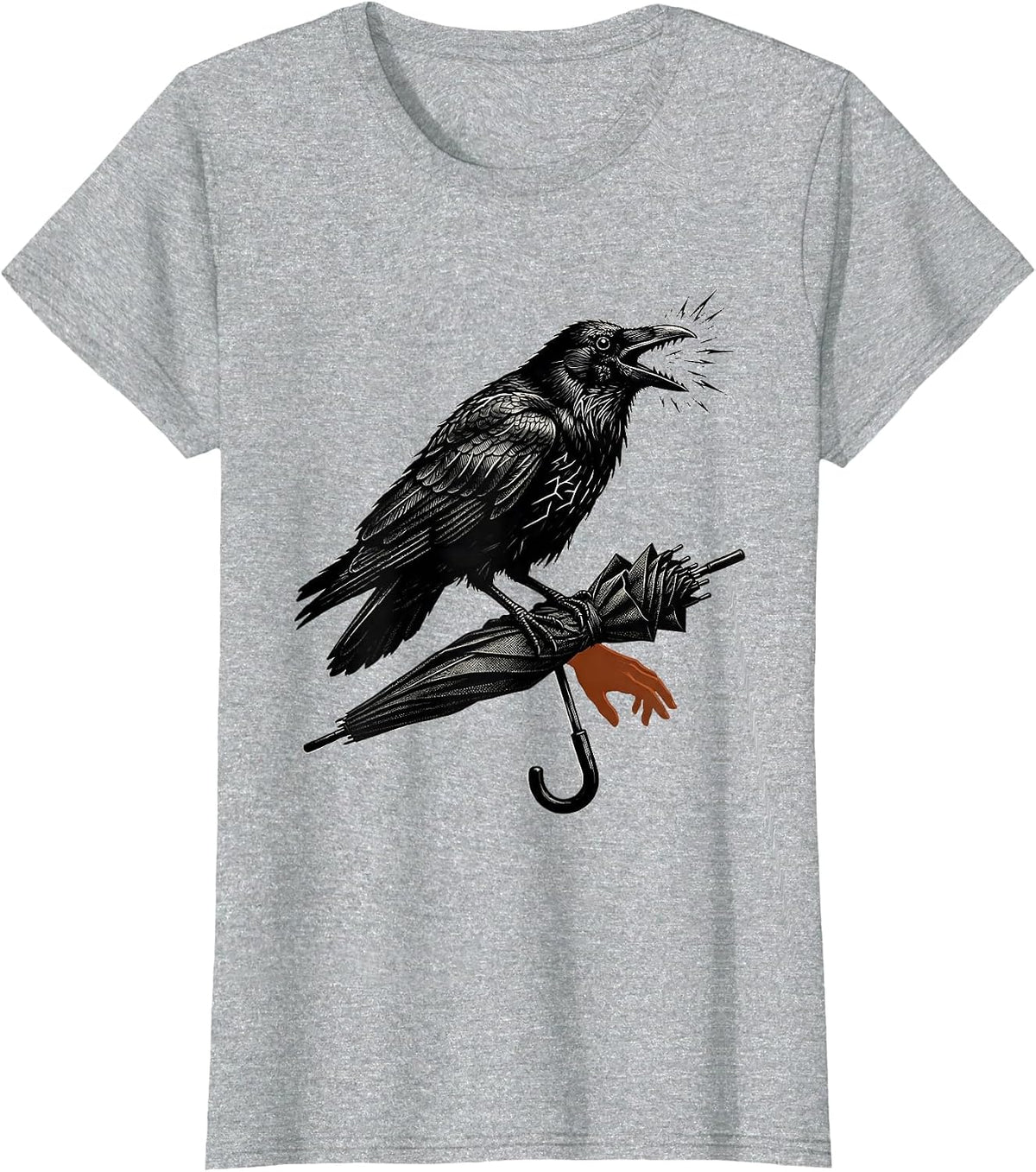 F-Caw-F Crow Dark Humor Gothic Raven Halloween T-Shirt - Heather Grey