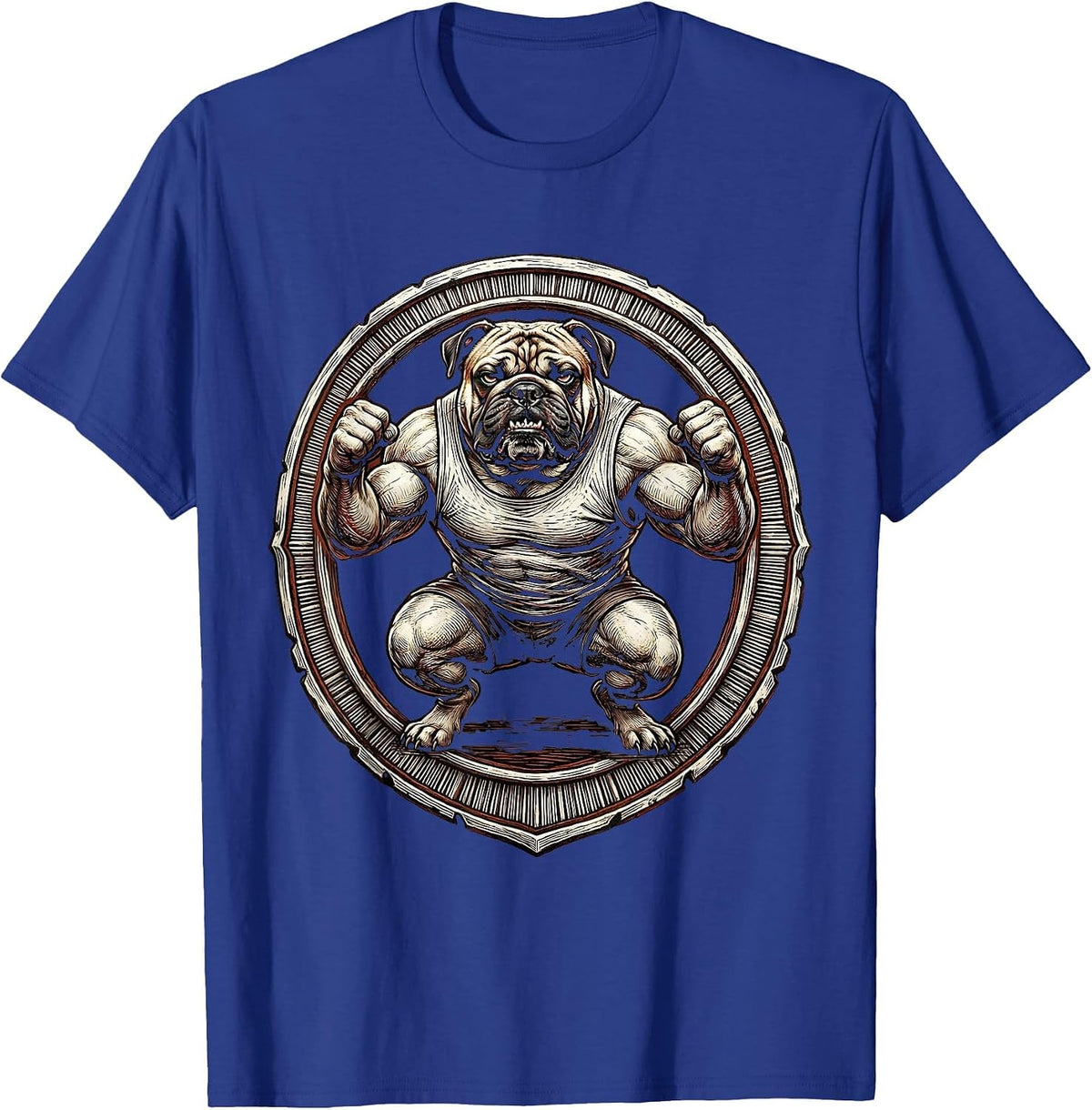 Bulldog Squats Funny Gym Workout Graphic T-Shirt - Royal Blue