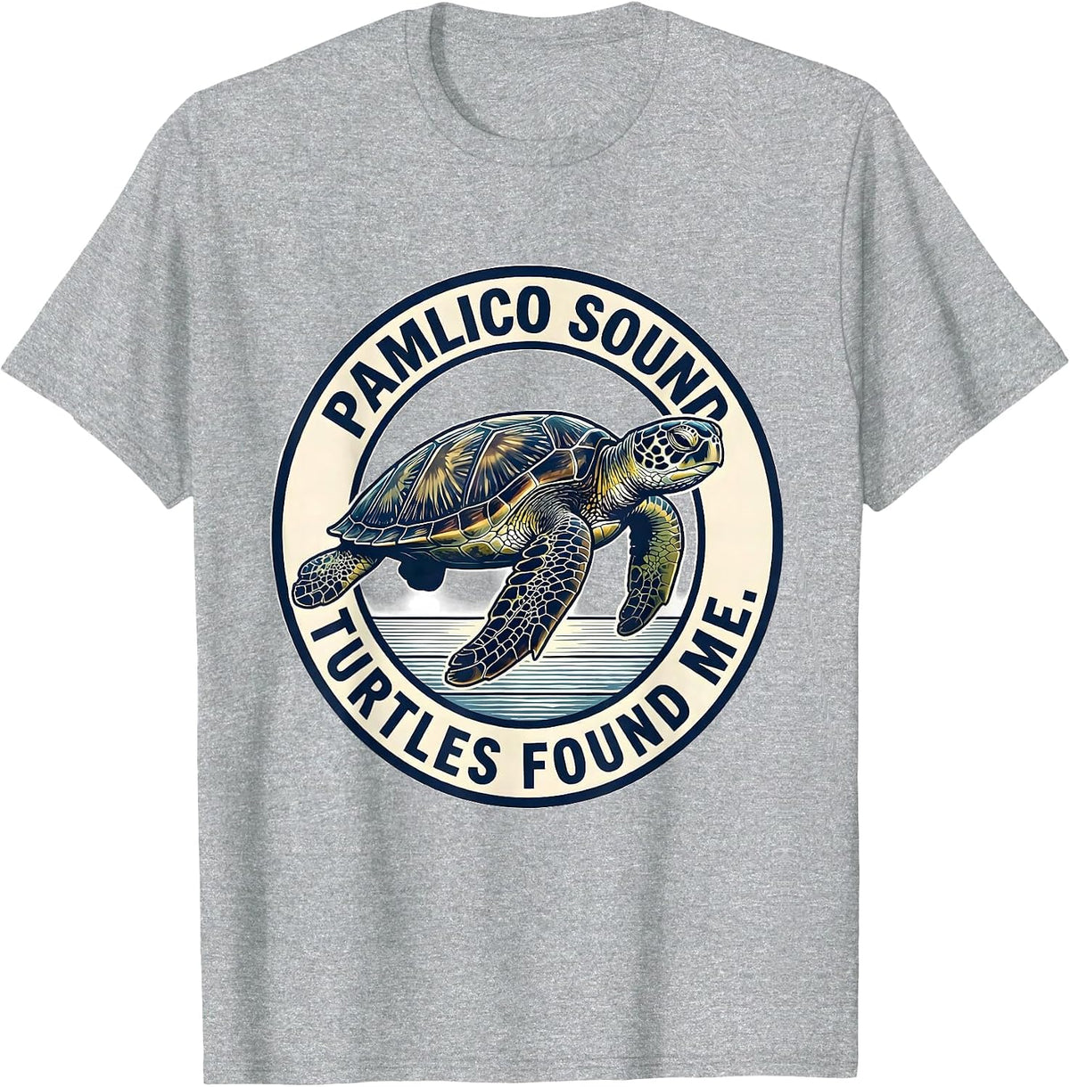 Men's Pamlico Sound Turtles Found Me Emblem Sea Turtle Lover T-Shirt - Heather Grey
