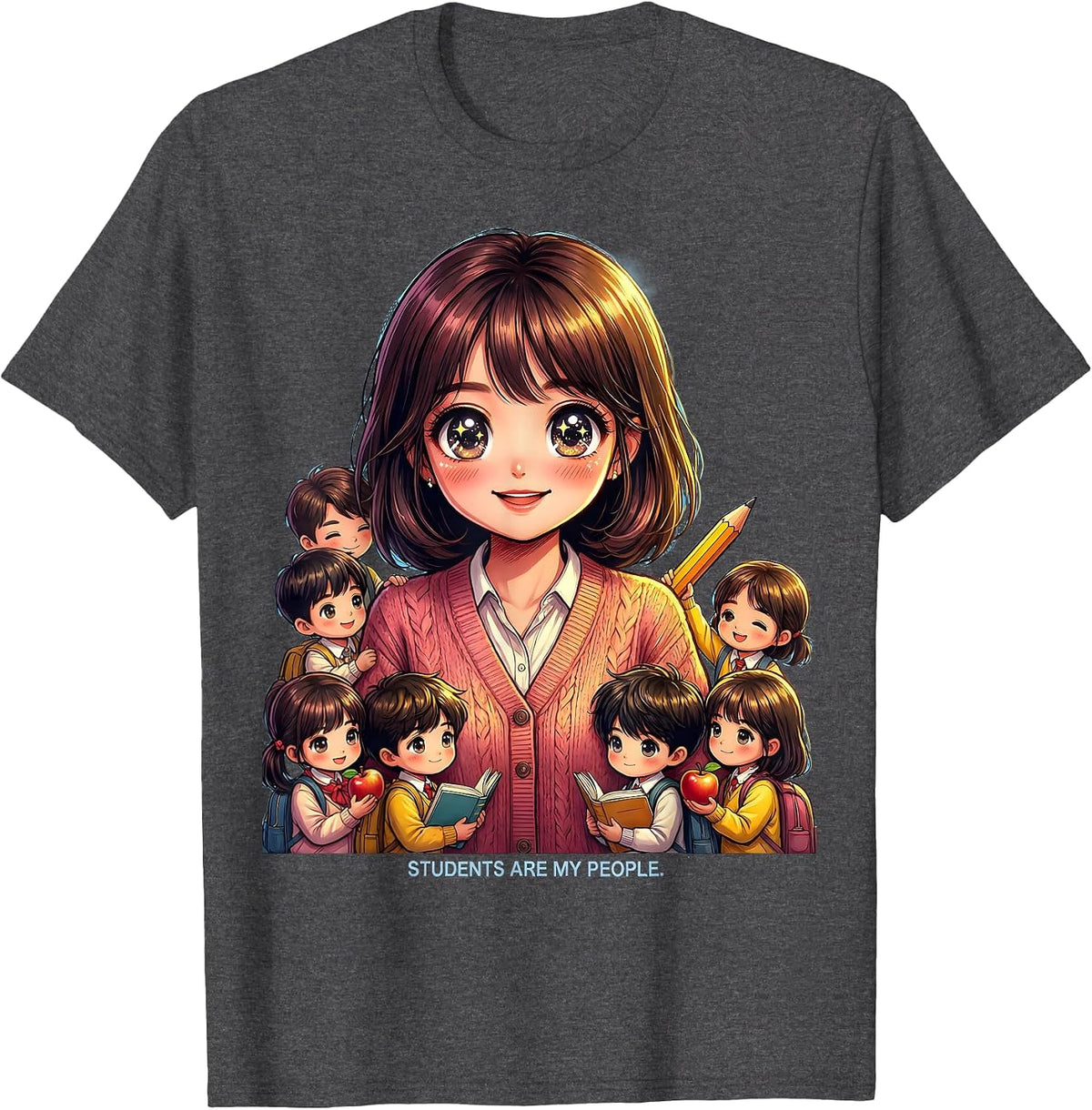 Students Are My People Elementary Teacher Design T-Shirt - Dark Heather Grey