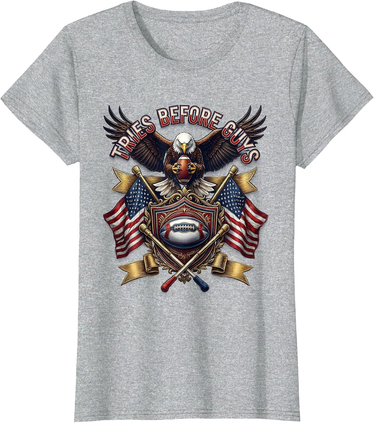 Tries Before Guys Rugby Fan Design T-Shirt - Heather Grey