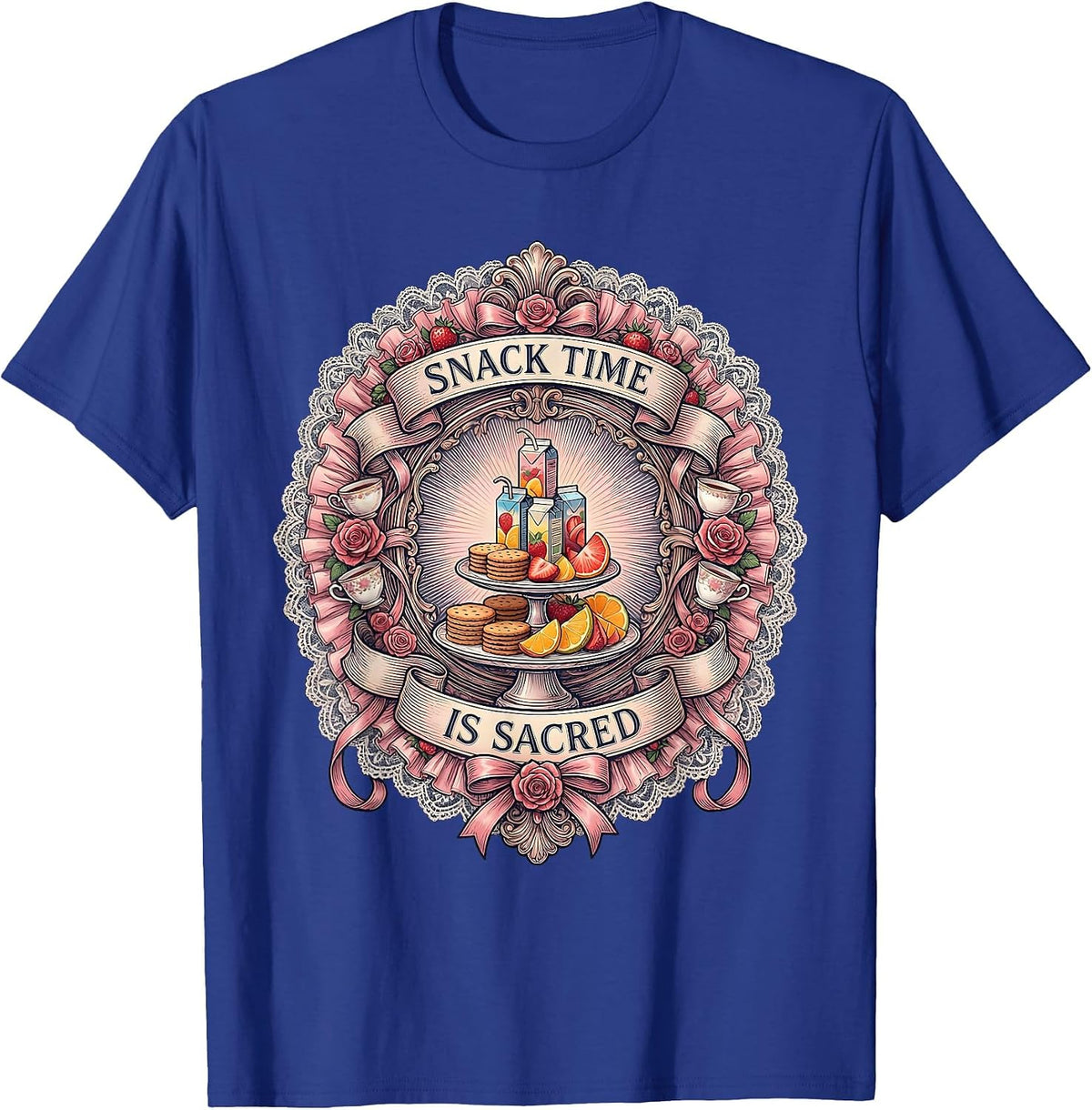 Men's Snack Time Is Sacred Preschool Teacher Design T-Shirt - Royal Blue