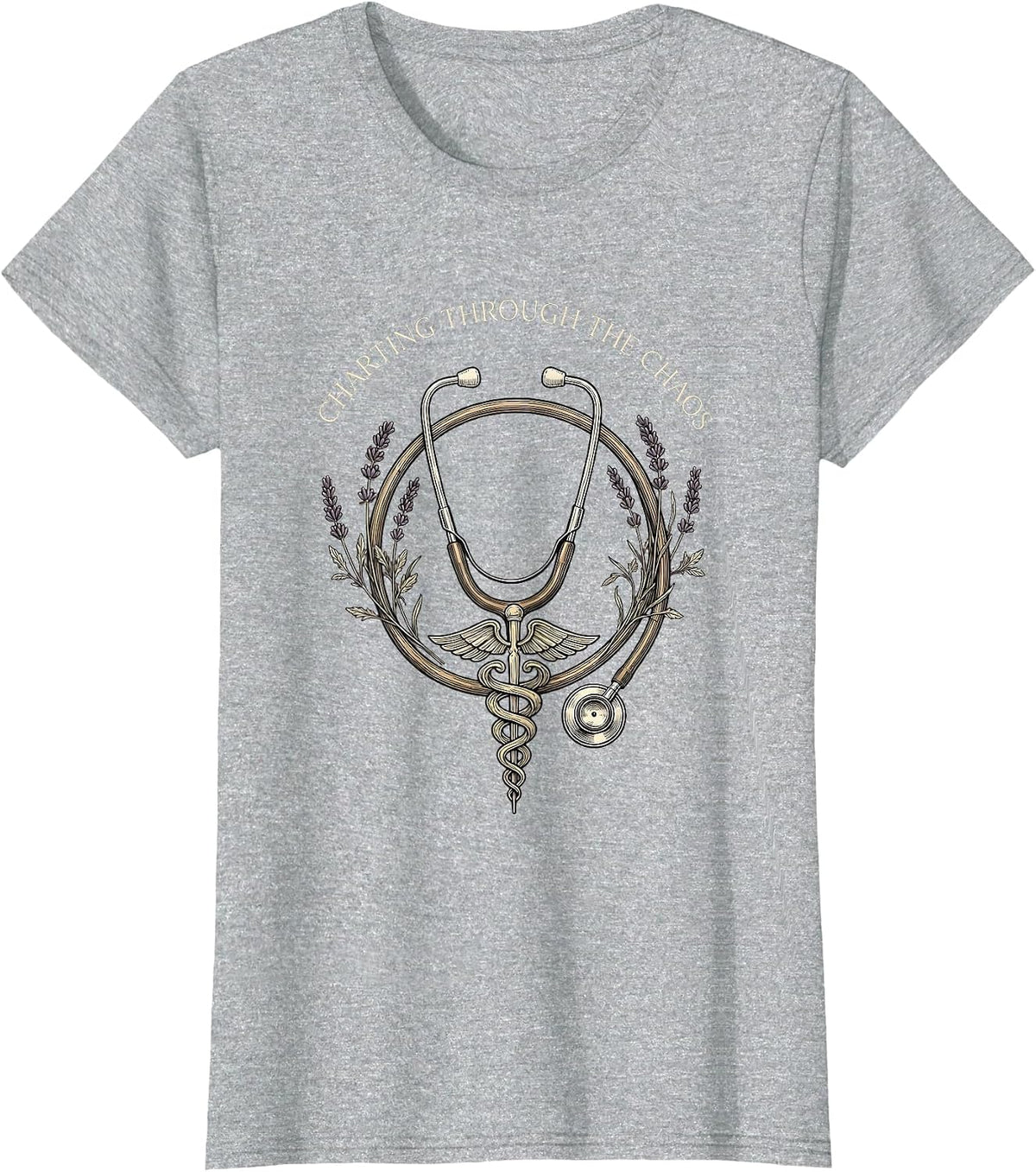 Women's Charting Through the Chaos Nurse Design T-Shirt - Heather Grey