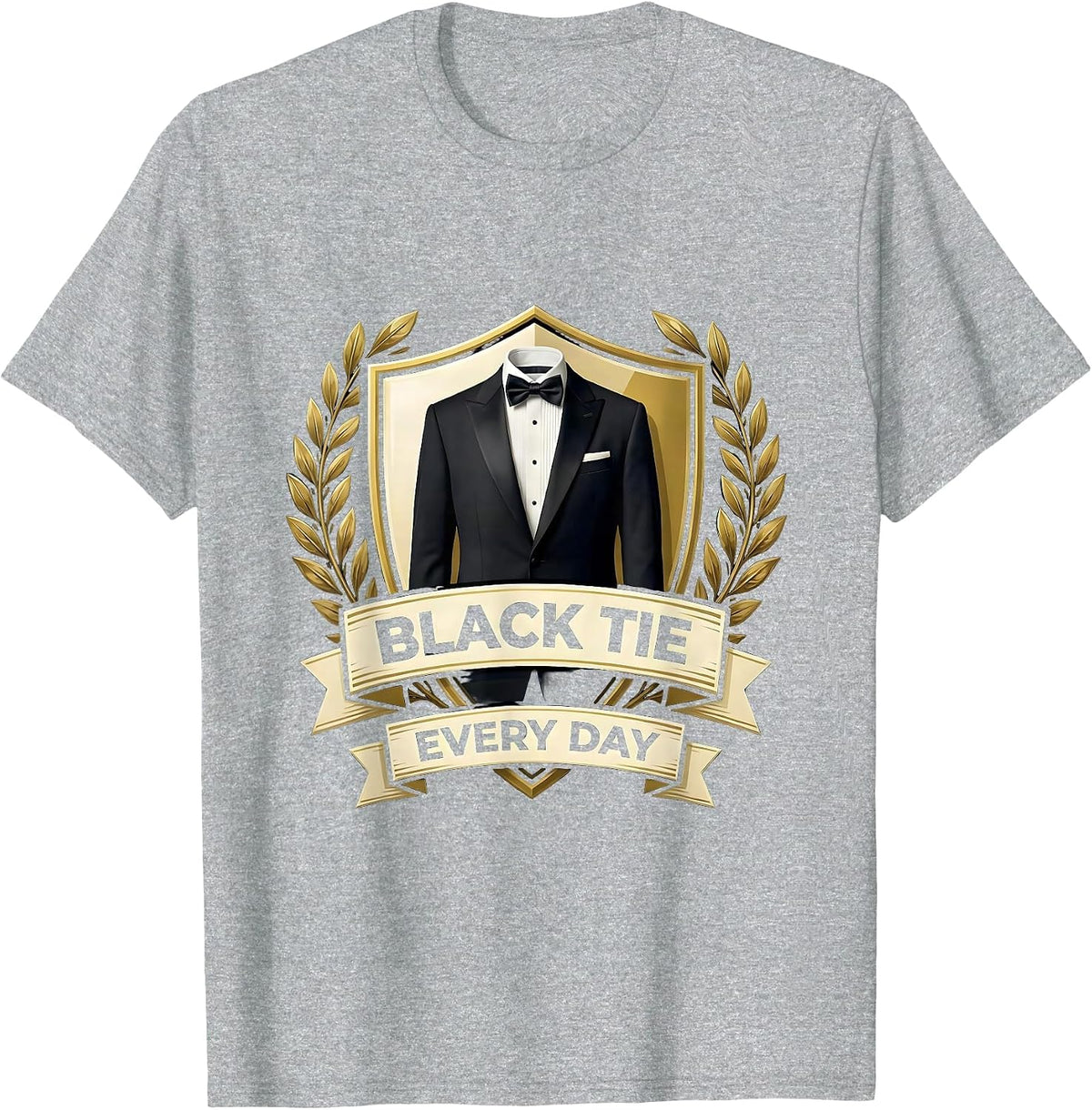 Men's Black Tie Every Day Tuxedo Graphic Design T-Shirt - Heather Grey