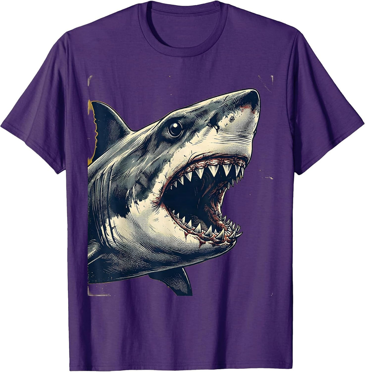 Men's Shark Jaw Bold Vintage Halloween Costume Novelty T-Shirt - Purple