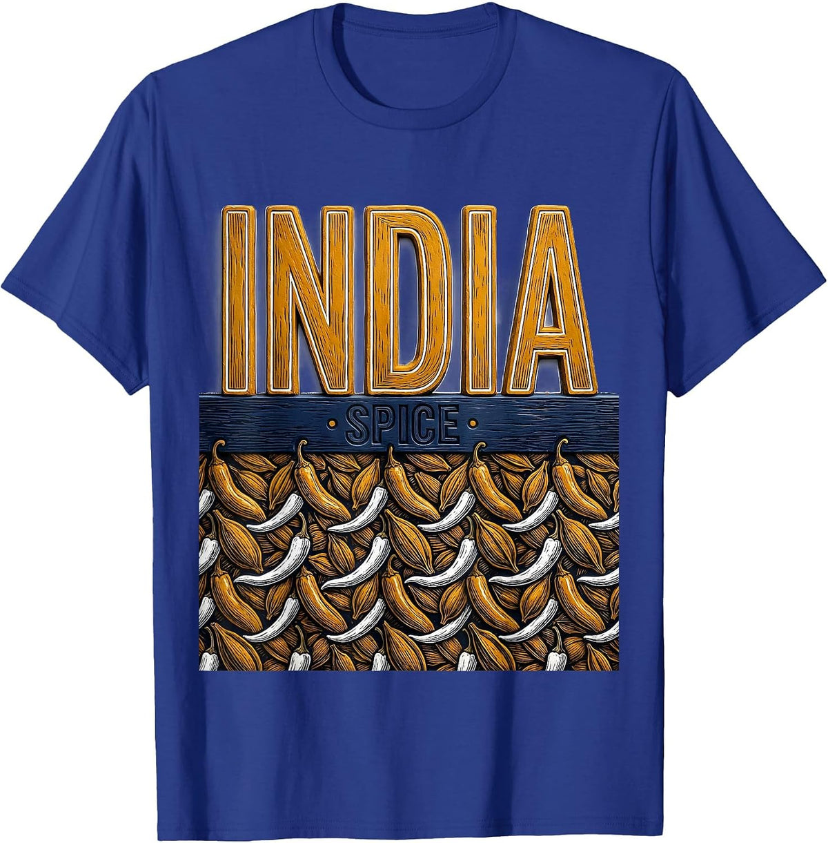 INDIA SPICE Bold Retro National Pride T-Shirt - Royal Blue