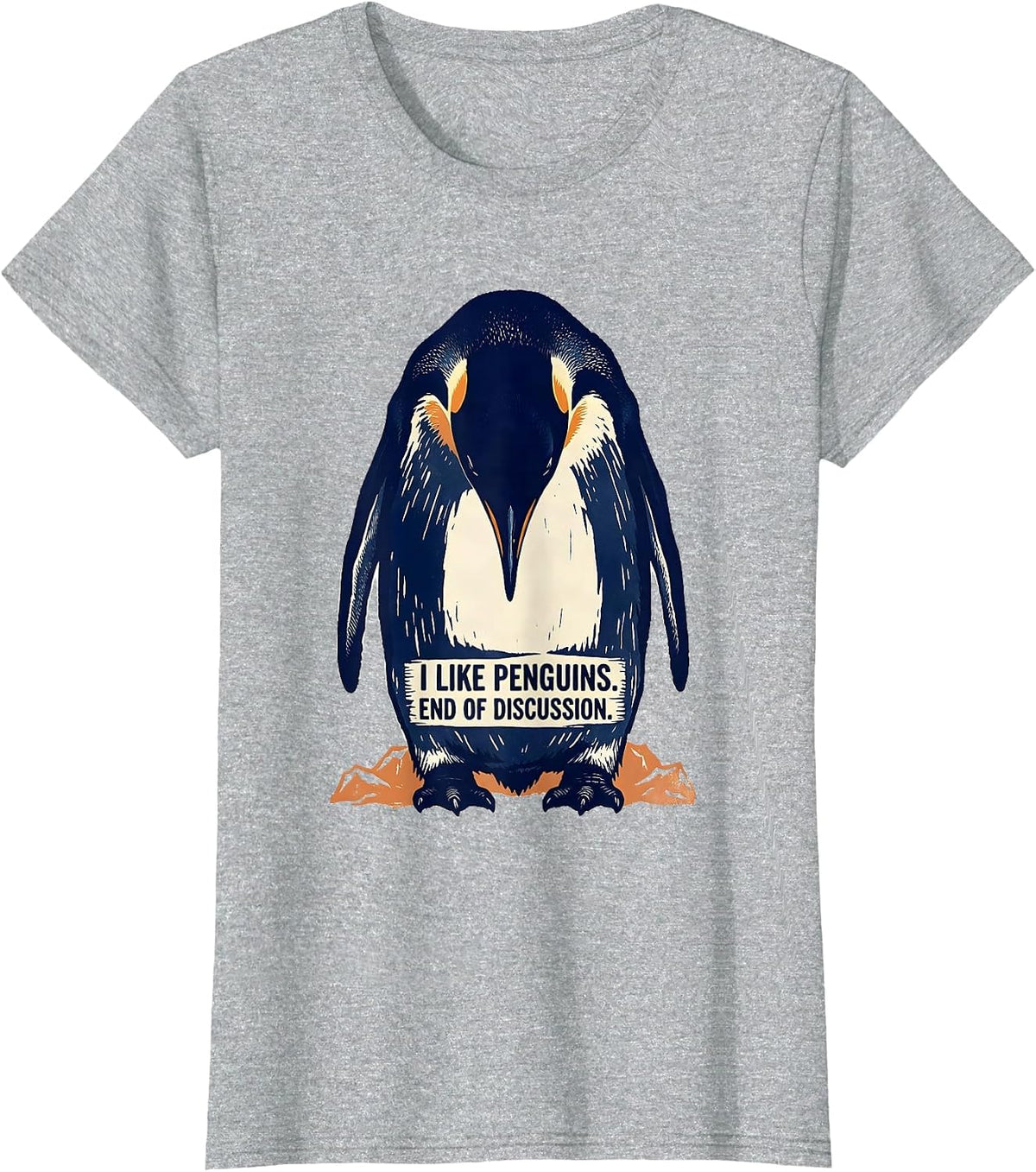 Women's I Like Penguins End Of Discussion Funny Penguin Lover Gift T-Shirt - Heather Grey