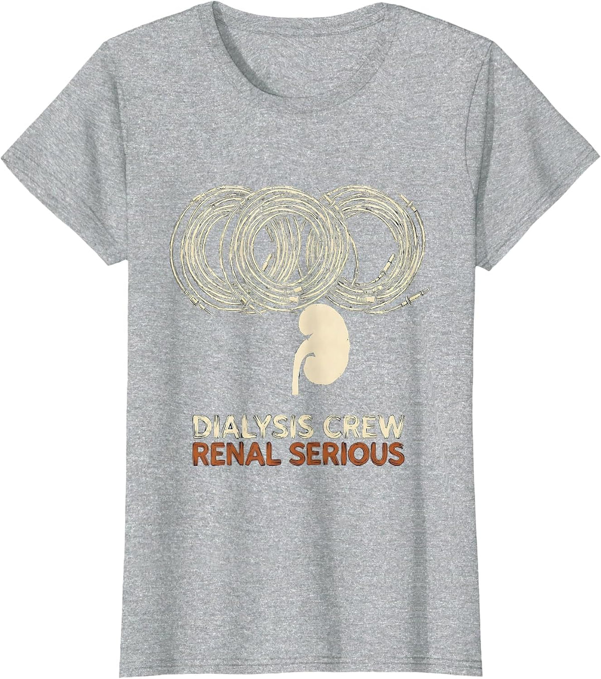 Women's Dialysis Crew Renal Serious Vintage Nephrology Nurse Crew T-Shirt - Heather Grey