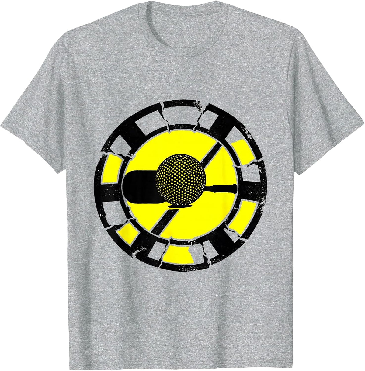 Men's Stencil Paddle Court Line Funny Tennis Player Humor T-Shirt - Heather Grey