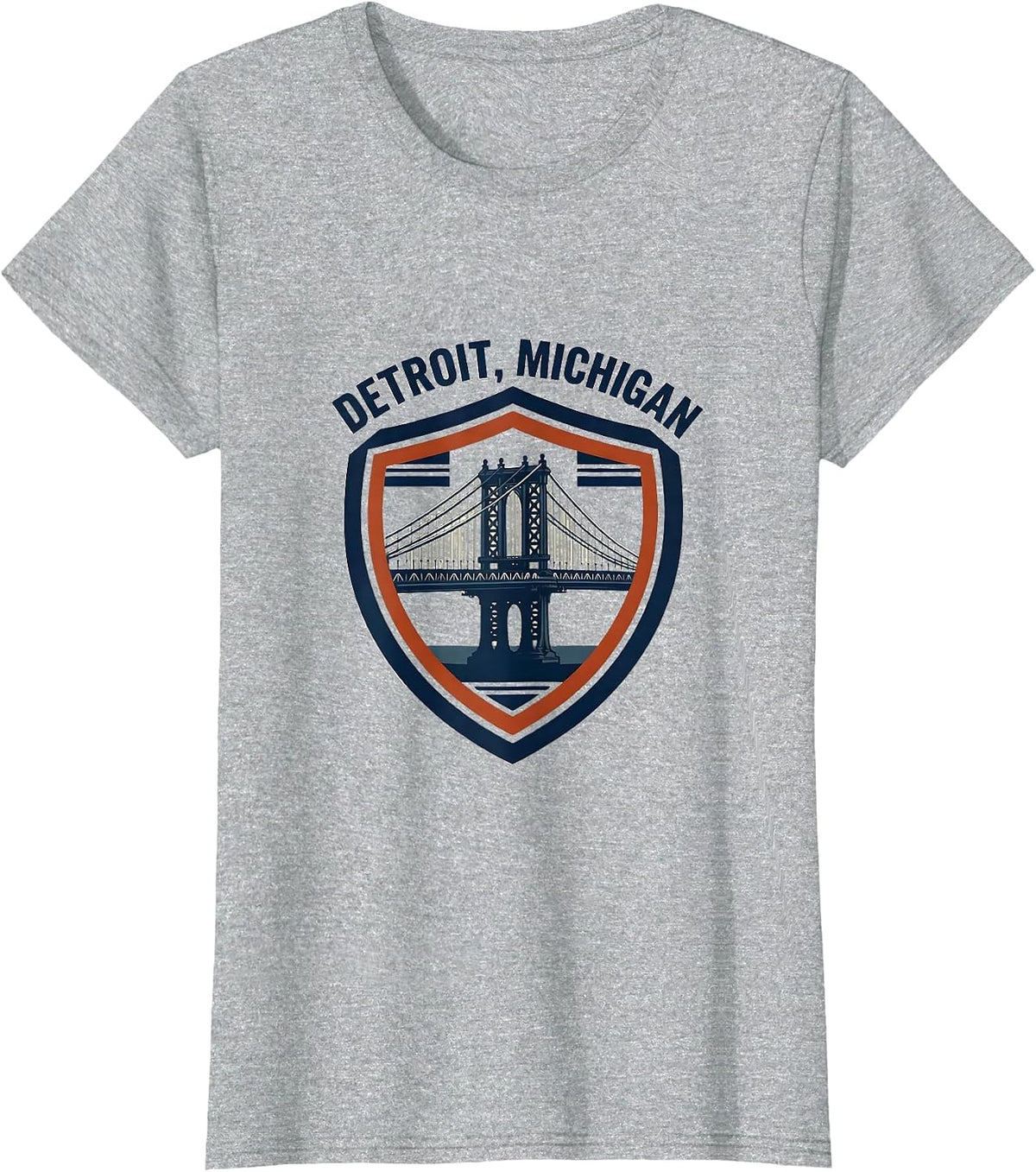 Women's DETROIT, MICHIGAN Vintage City Pride Shield Emblem Local T-Shirt - Heather Grey