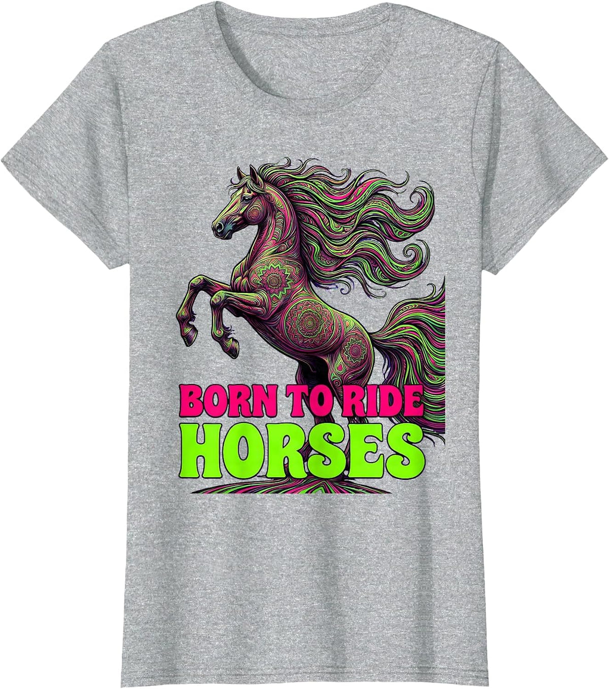 Women's Born to Ride Horses Equestrian Design T-Shirt - Heather Grey