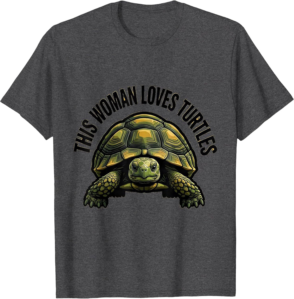 This Woman Loves Turtles Bold Turtle Lover Animal Fan Humor T-Shirt - Dark Heather Grey