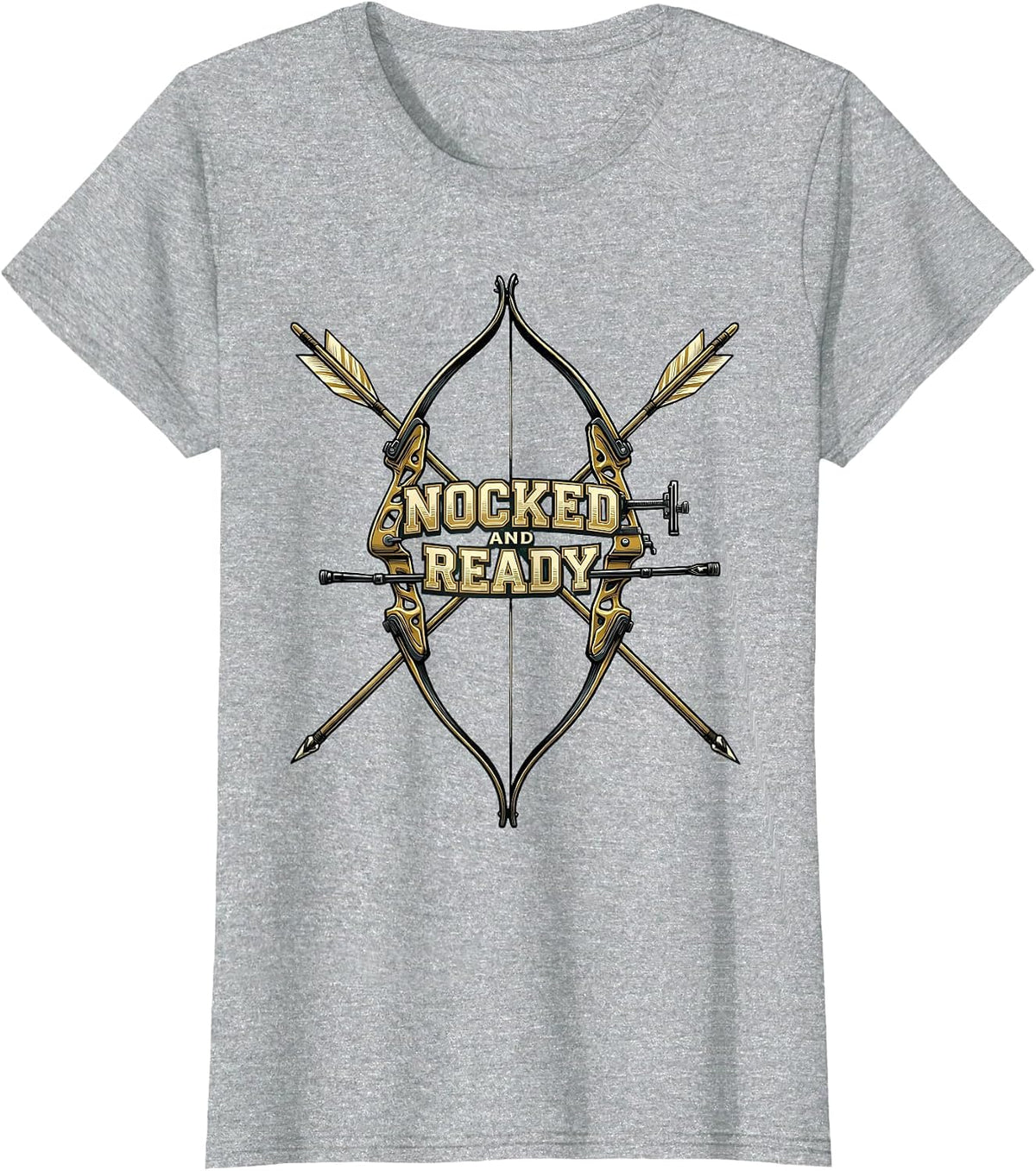 Nocked and Ready Archery Design T-Shirt - Heather Grey