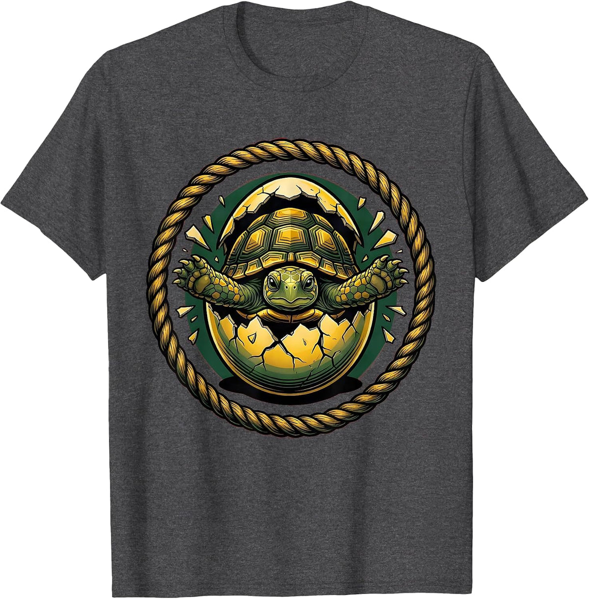 Men's Tiny Turtle Hatching From Egg Cute Wildlife Art T-Shirt - Dark Heather Grey
