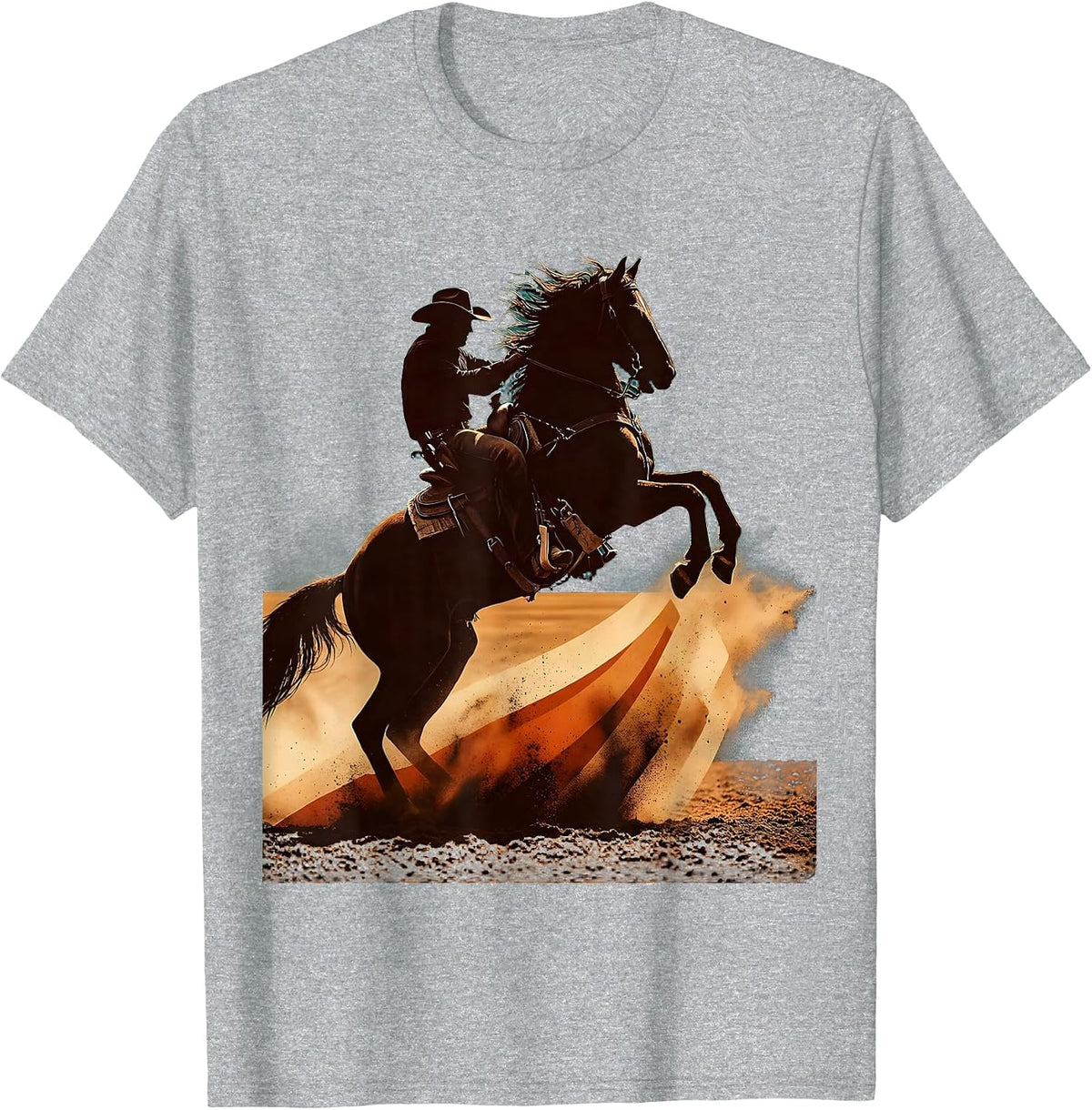 Men's Rodeo Horse and Rider Arena Dust Cloud Graphic T-Shirt - Heather Grey