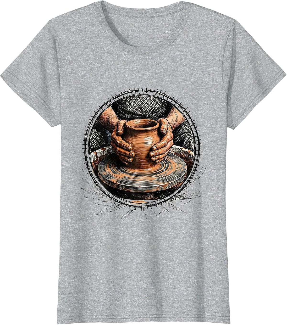 Occupational Therapy Pottery Wheel Hands Graphic T-Shirt - Heather Grey