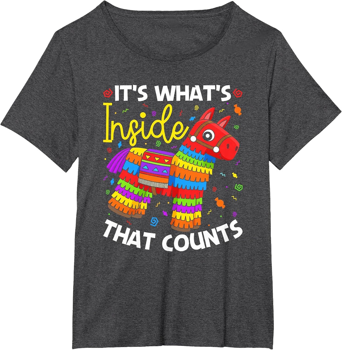 Pinata It's What's Inside that Counts Llama T-Shirt - Dark Heather Grey