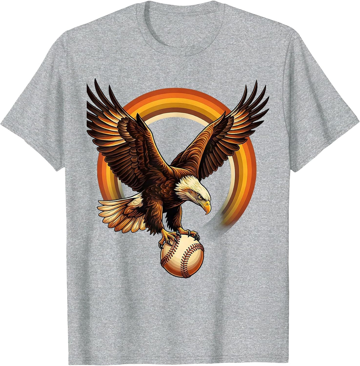 Men's Eagle Catching Baseball Sharp Talons Graphic T-Shirt - Heather Grey