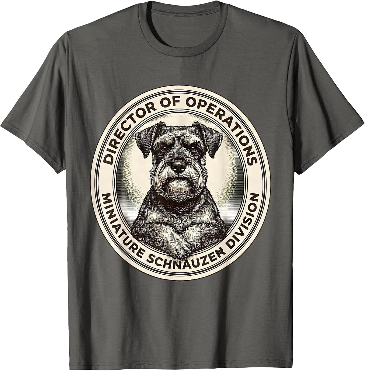 Director Of Operations, Miniature Schnauzer Division T-Shirt - Asphalt Grey