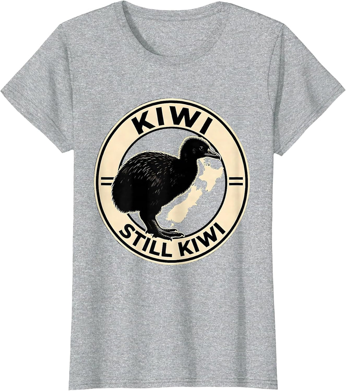 Kiwi Still Kiwi Patriotic New Zealand Map Rugby Haka Pride T-Shirt - Heather Grey