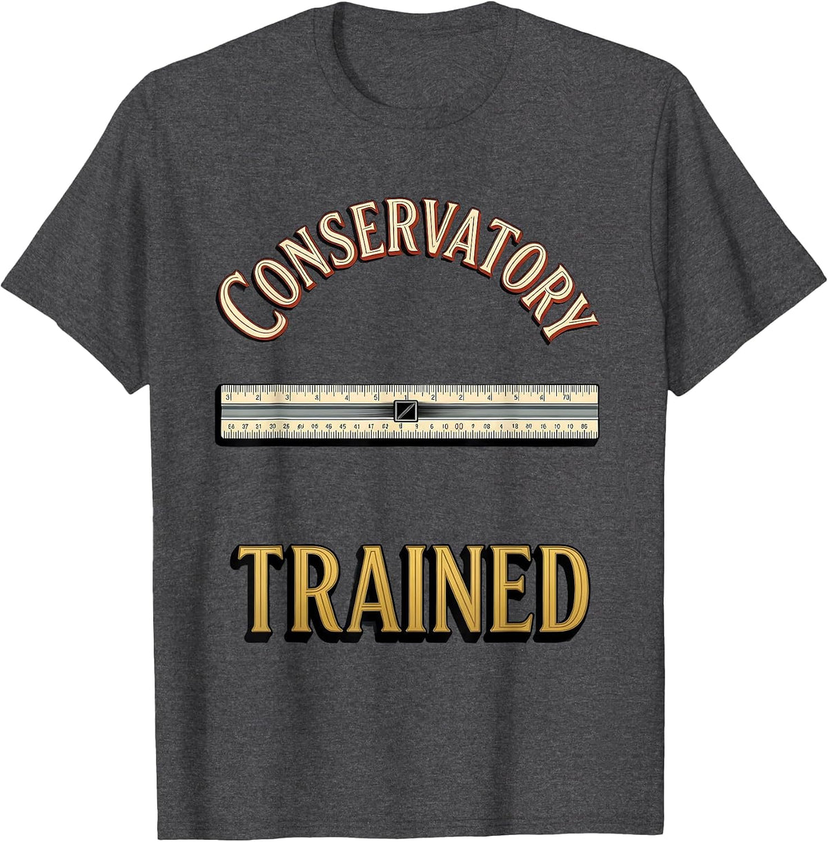 Conservatory Trained Slide Rule Retro Analog Calculator T-Shirt - Dark Heather Grey