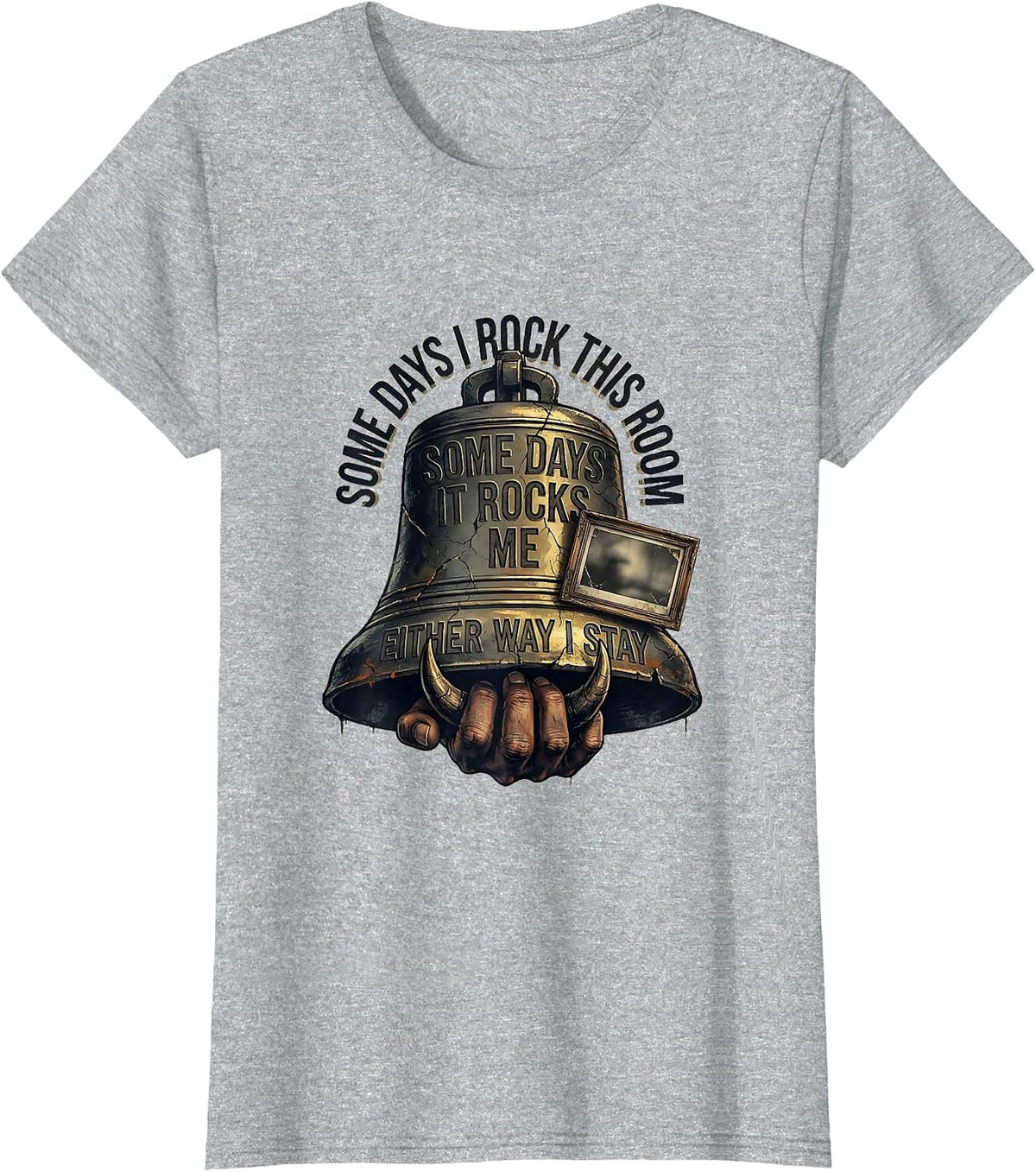 Women's Some Days I Rock This Room Distressed Rock On Classroom T-Shirt - Heather Grey