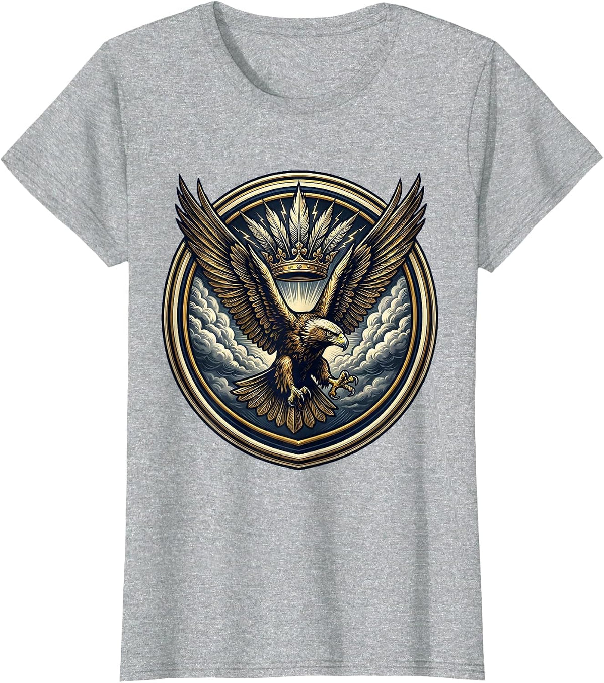 Women's Falcon Diving Through Storm Clouds Design T-Shirt - Heather Grey