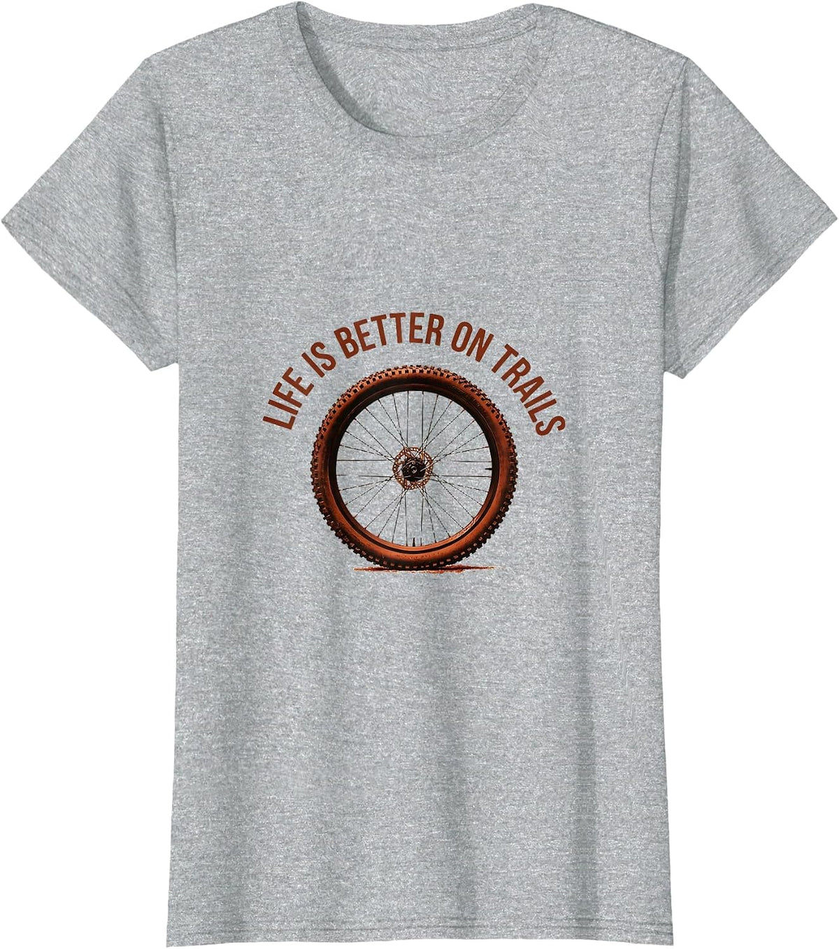 Life Is Better On Trails Mountain Bike Design T-Shirt - Heather Grey