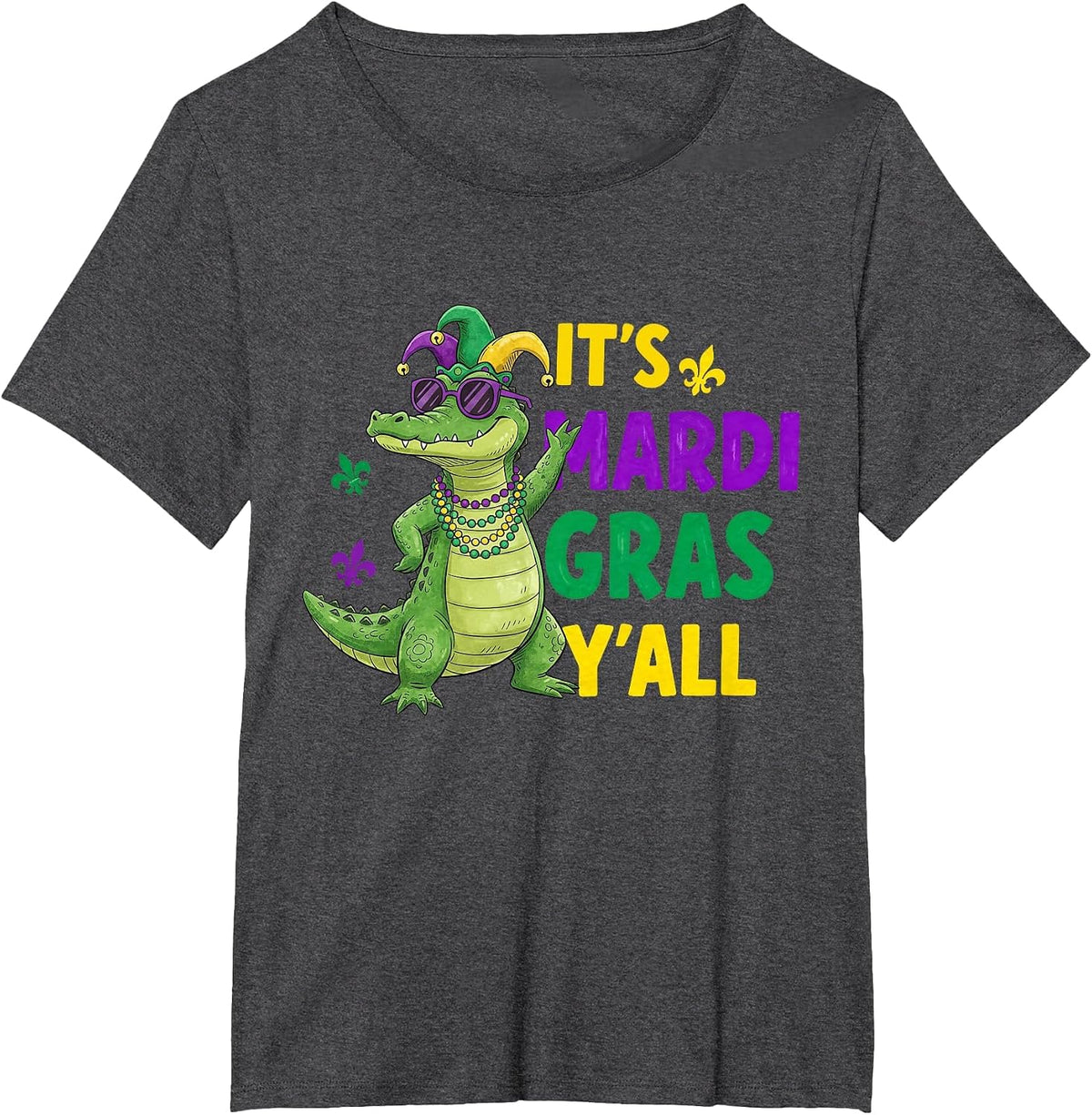 It's Mardi Gras Y'all Alligator Jester Hat Beads Carnival T-Shirt - Dark Heather Grey