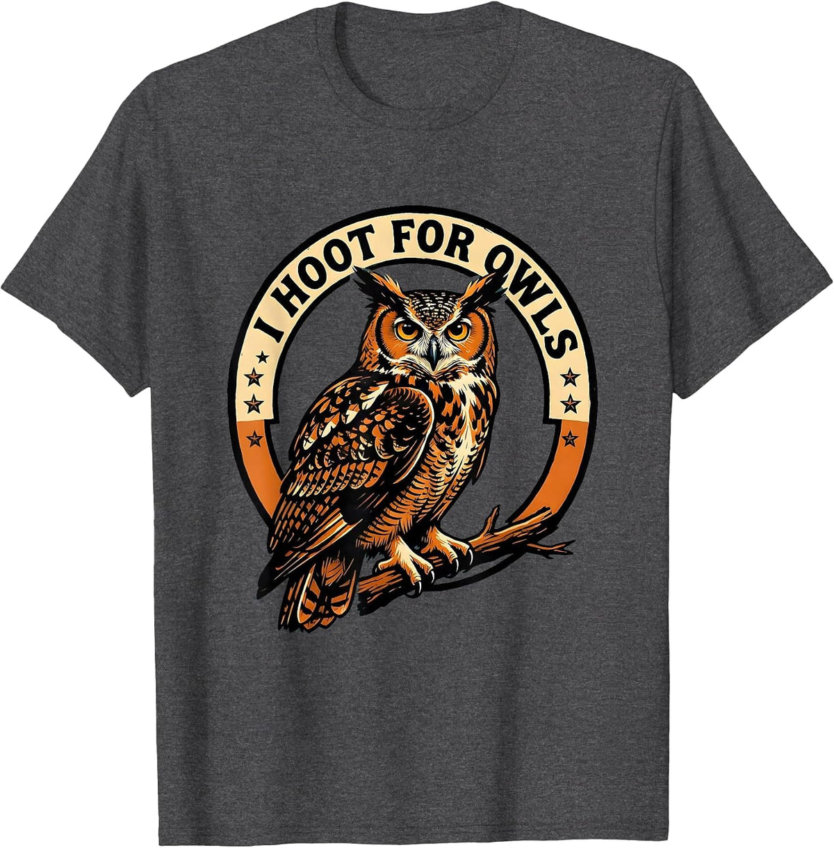 Men's I Hoot For Owls Funny Owl Lover Birdwatcher Eco-Awareness T-Shirt - Dark Heather Grey