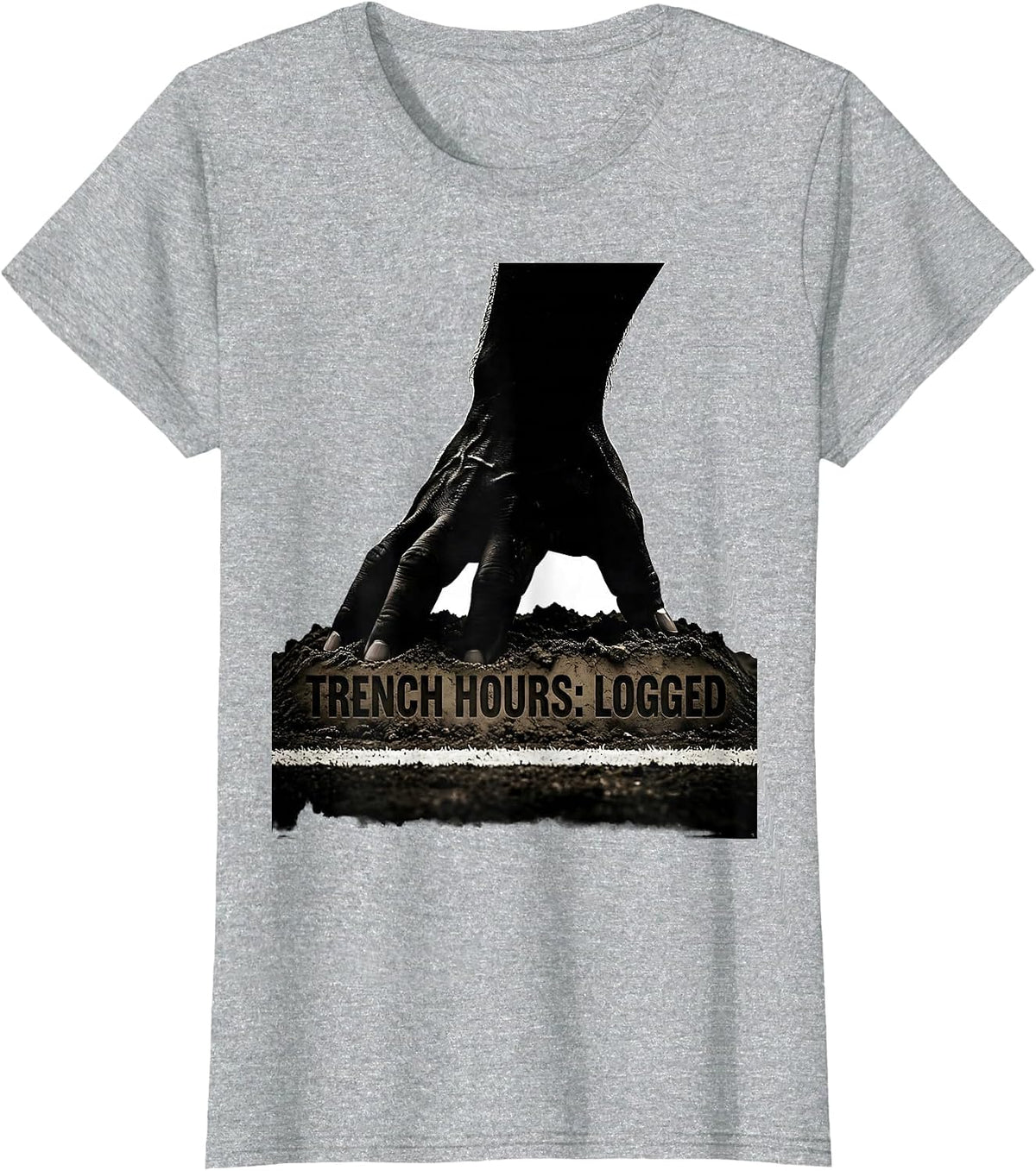 Trench Hours: Logged Funny Football Lineman Humor T-Shirt - Heather Grey