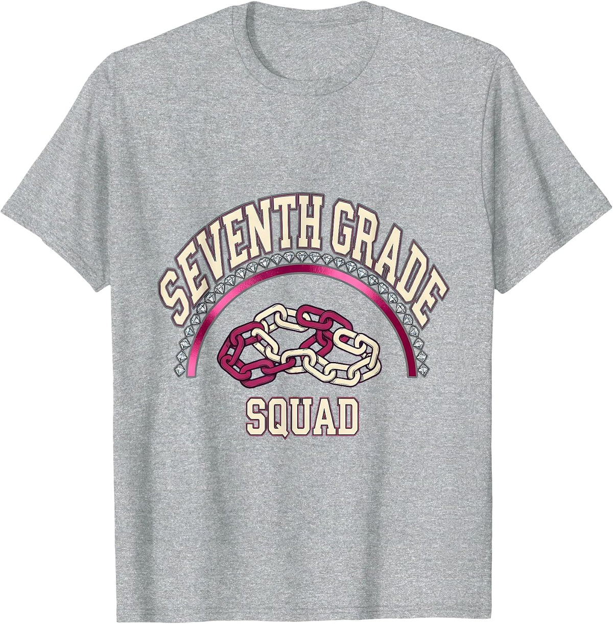 Men's Seventh Grade Squad Sparkle Varsity Teacher Crew First Day T-Shirt - Heather Grey