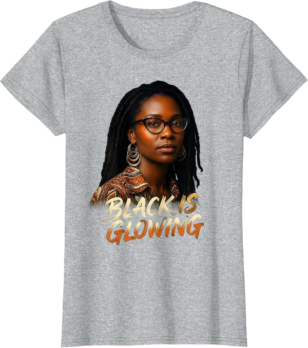 Black Is Glowing Sign Painter Showcard Afro Pride Casual T-Shirt - Heather Grey