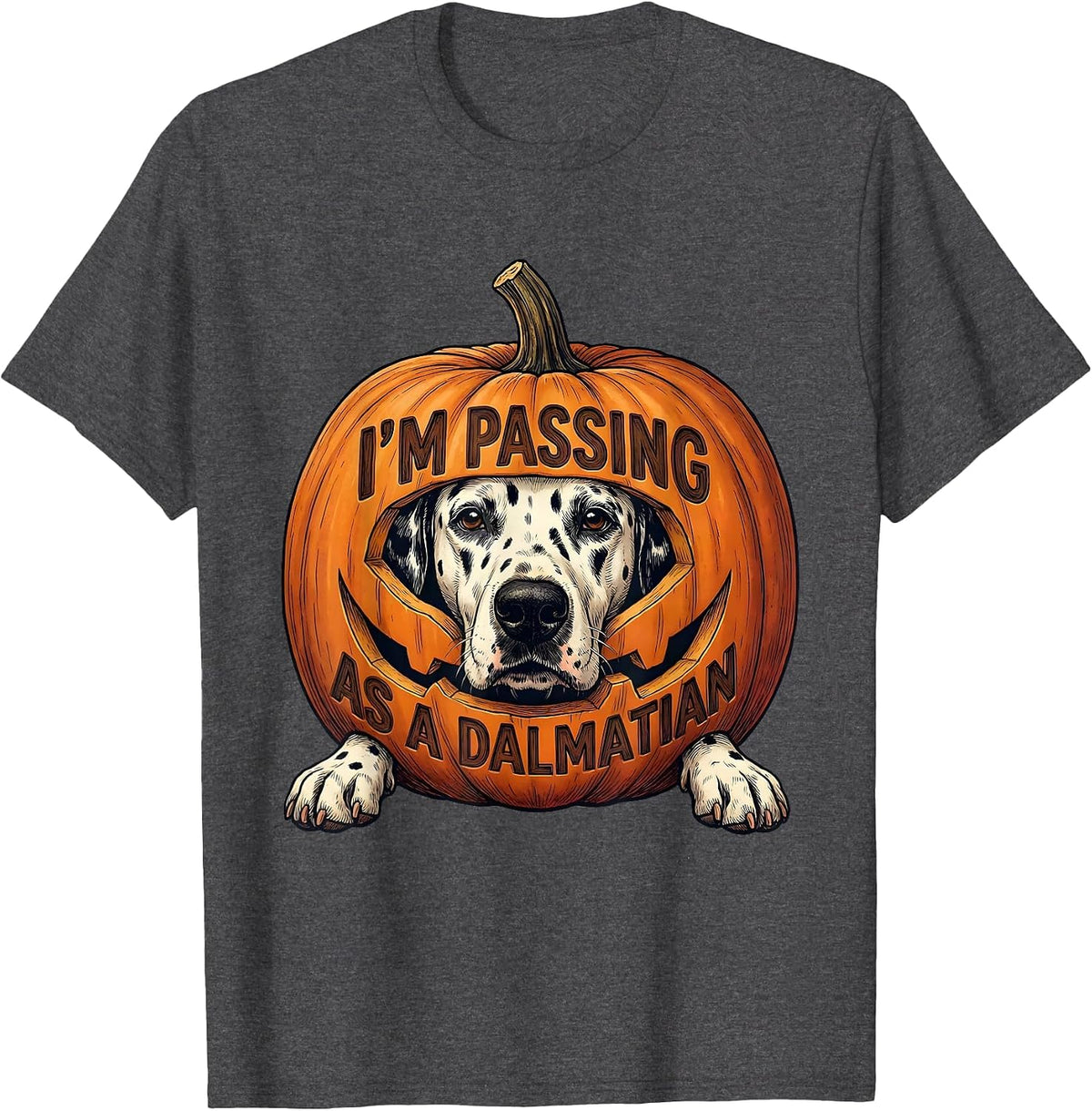 Men's I'm Passing As A Dalmatian Funny Dalmatian Dog Halloween T-Shirt - Dark Heather Grey