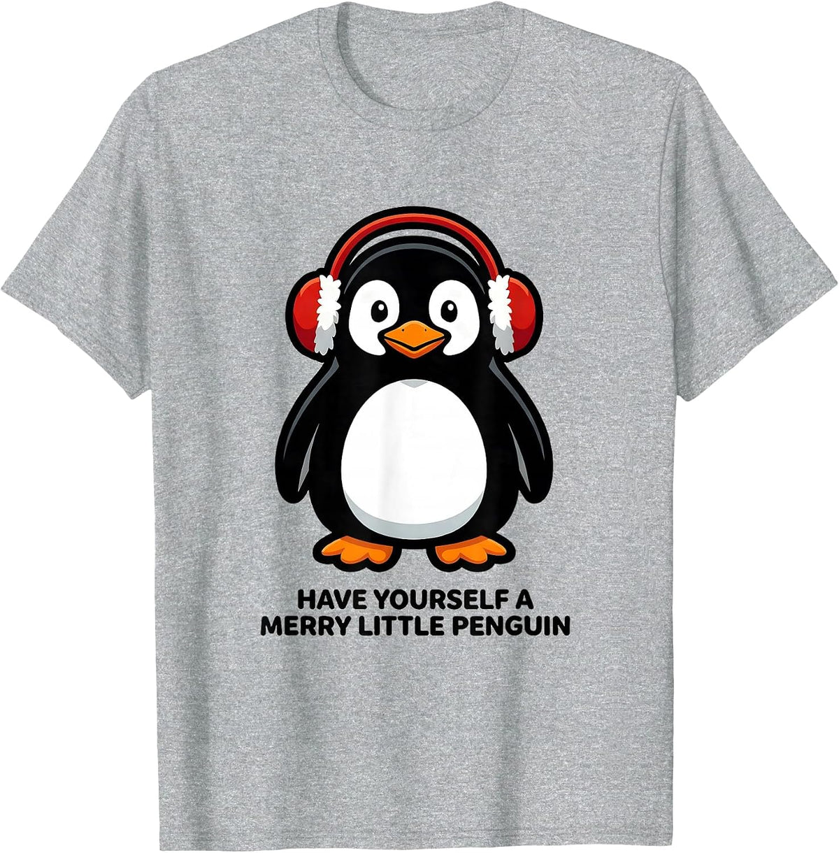 Men's Have Yourself A Merry Little Penguin Funny Penguin Lover T-Shirt - Heather Grey