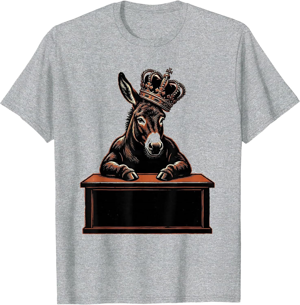 Men's Donkey King at Desk Funny Boss Graphic Tee T-Shirt - Heather Grey