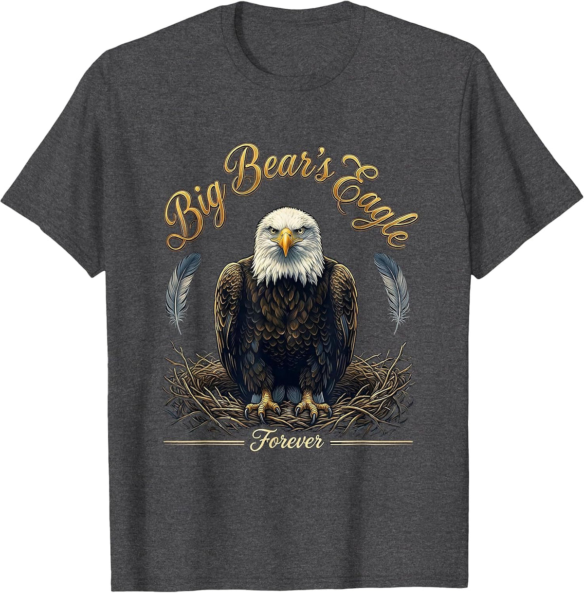 Big Bear's Eagle Forever Memorial Tribute Wildlife T-Shirt - Dark Heather Grey