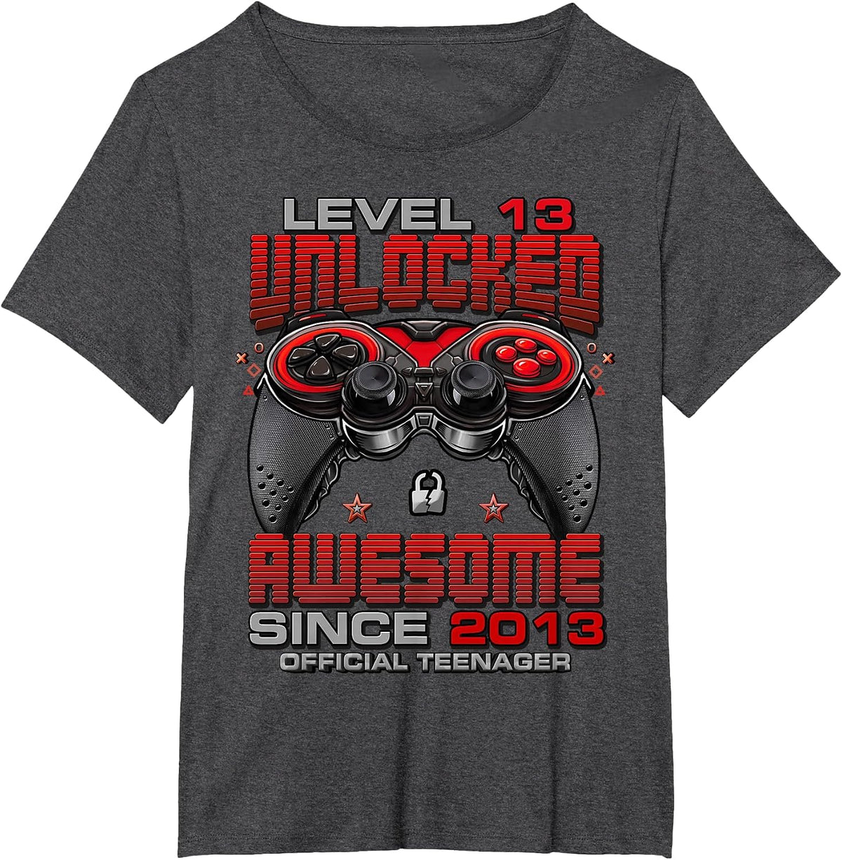 Level 13 Unlocked Awesome Since 2013 13th Birthday Gaming T-Shirt - Dark Heather Grey