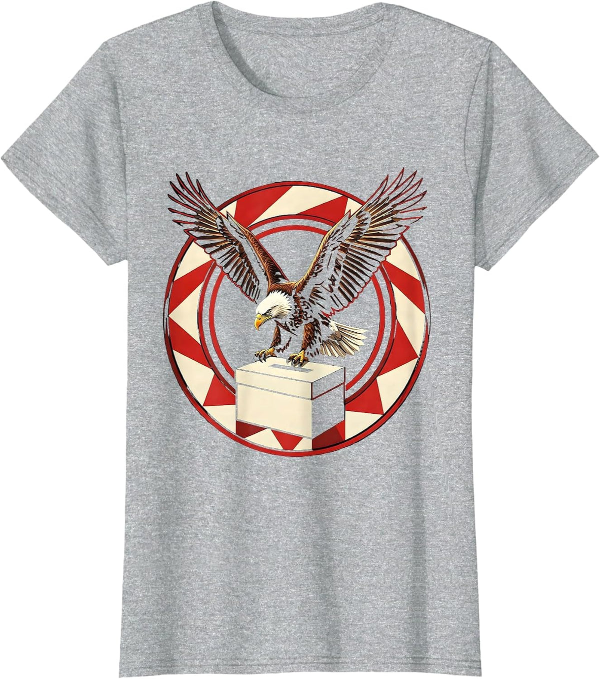 Bald Eagle Ballot Box Civic Pride Illustration T-Shirt - Heather Grey