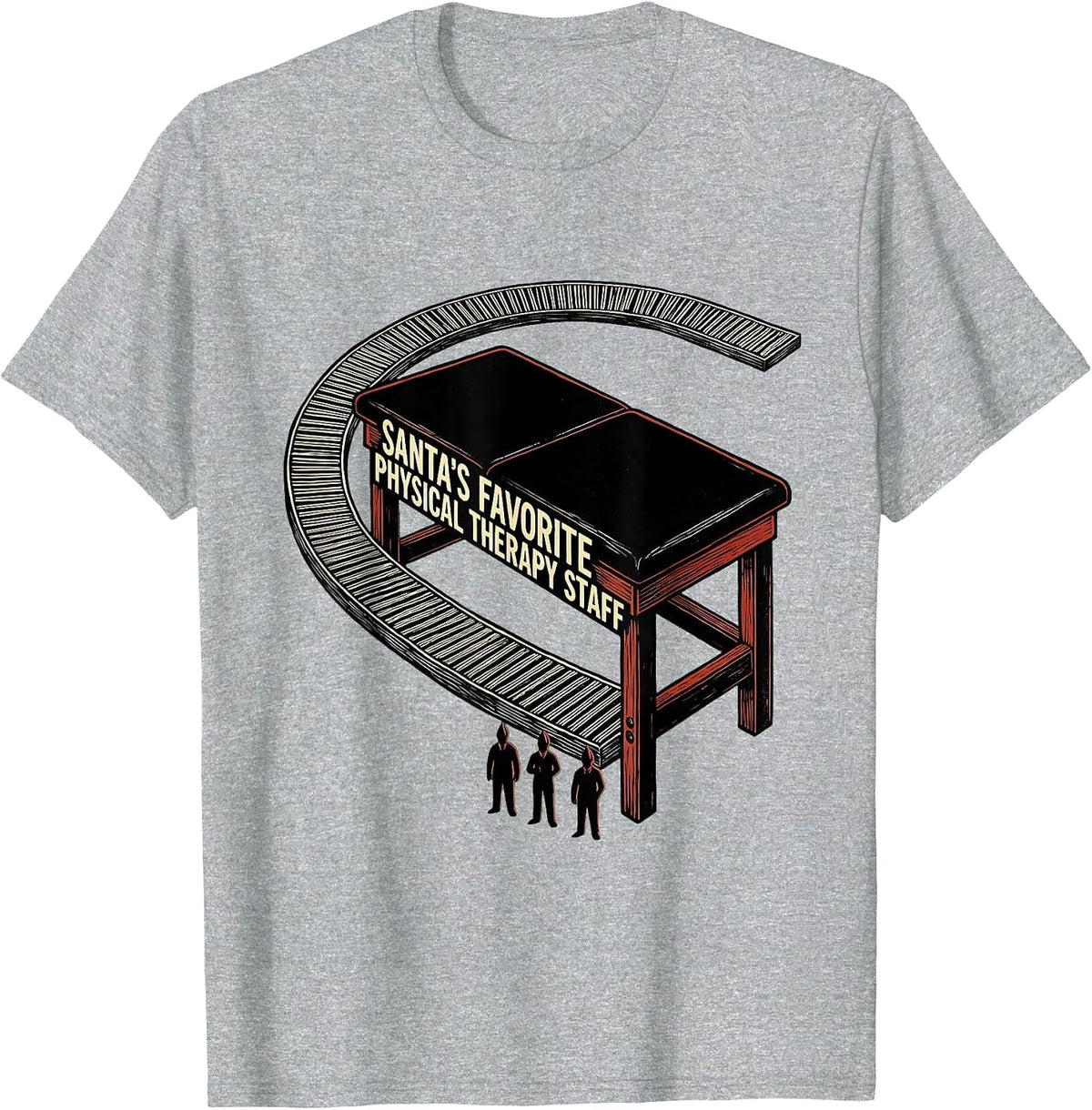 Men's Santa's Favorite Physical Therapy Staff Funny PT Gift T-Shirt - Heather Grey