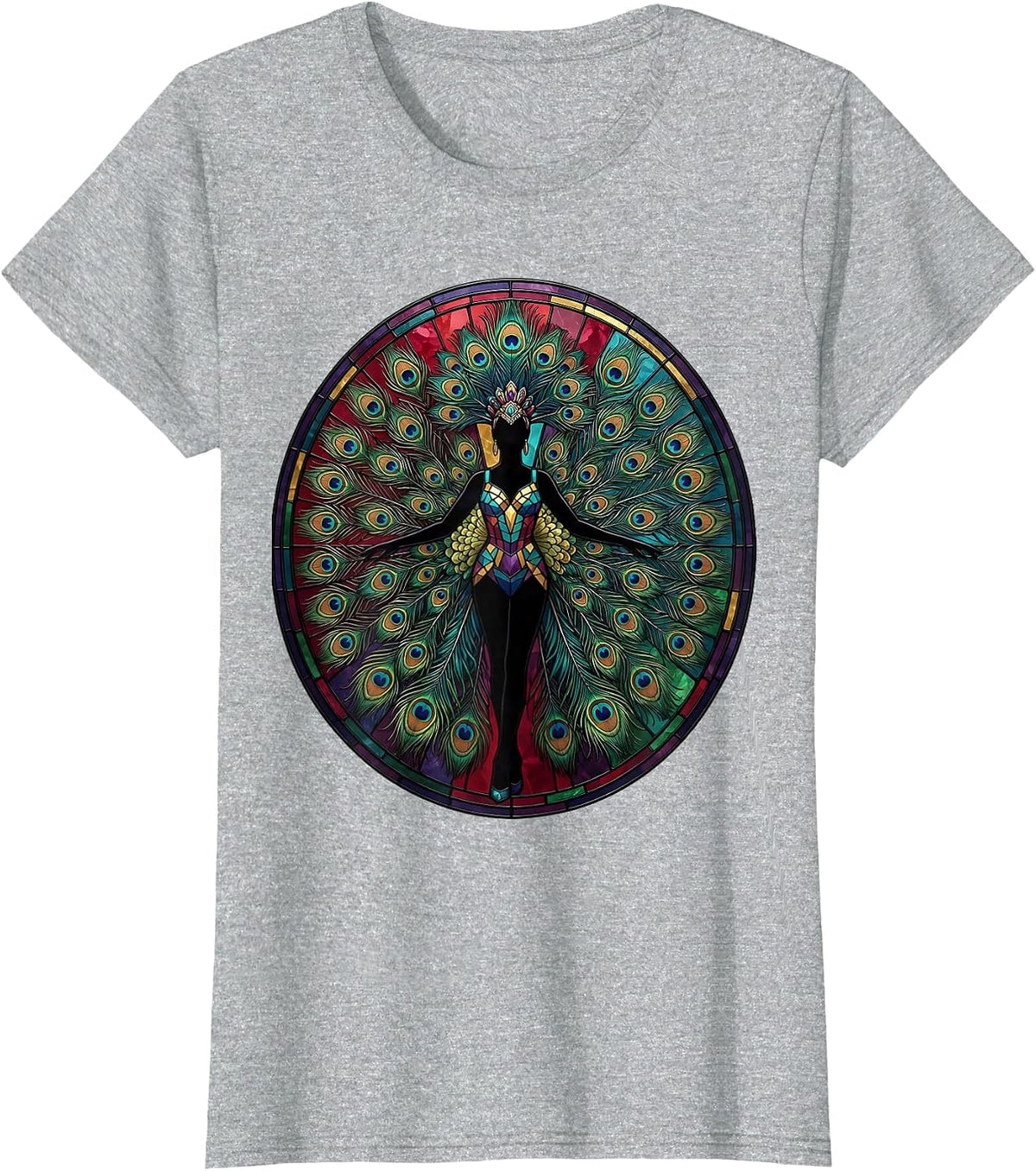 Women's Showgirl Fan Dance Graphic Tee T-Shirt - Heather Grey