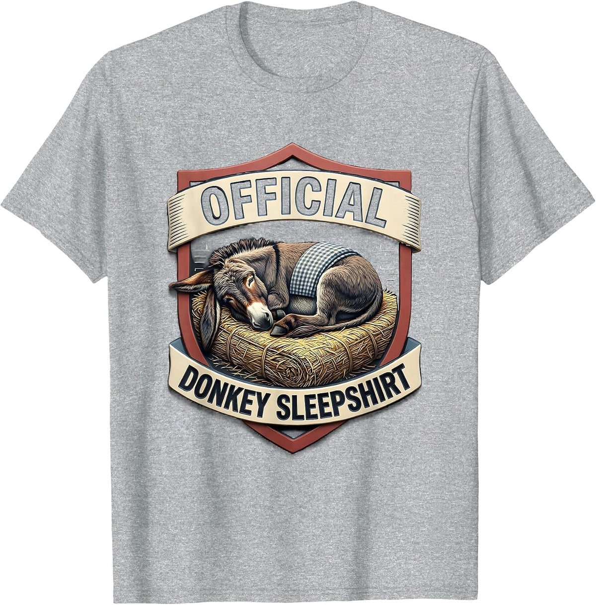 Men's Official Donkey Sleepshirt Cute Animal Lover Whimsical Sleep T-Shirt - Heather Grey
